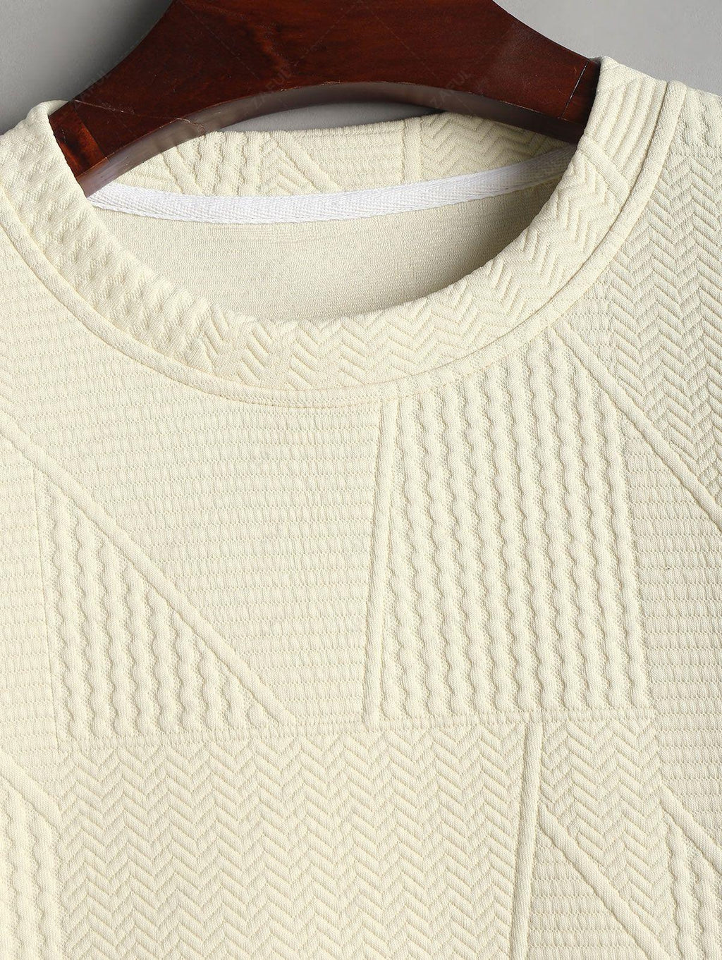 Geometric Textured Short Sleeves Basic T-shirt and Basic Drawstring Shorts Set LIGHT YELLOW COFFEE BLACK WHITE - PURECLO