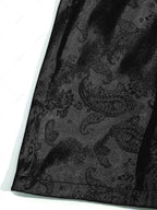 Men\'s Button Up Short Sleeves Paisley Jacquard Silky Satin Shirt and Drawstring Pockets Casual Shorts Set DEEP GREEN BLACK - PURECLO