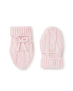 N.Peal Cable Cashmere Mittens Pale Pink