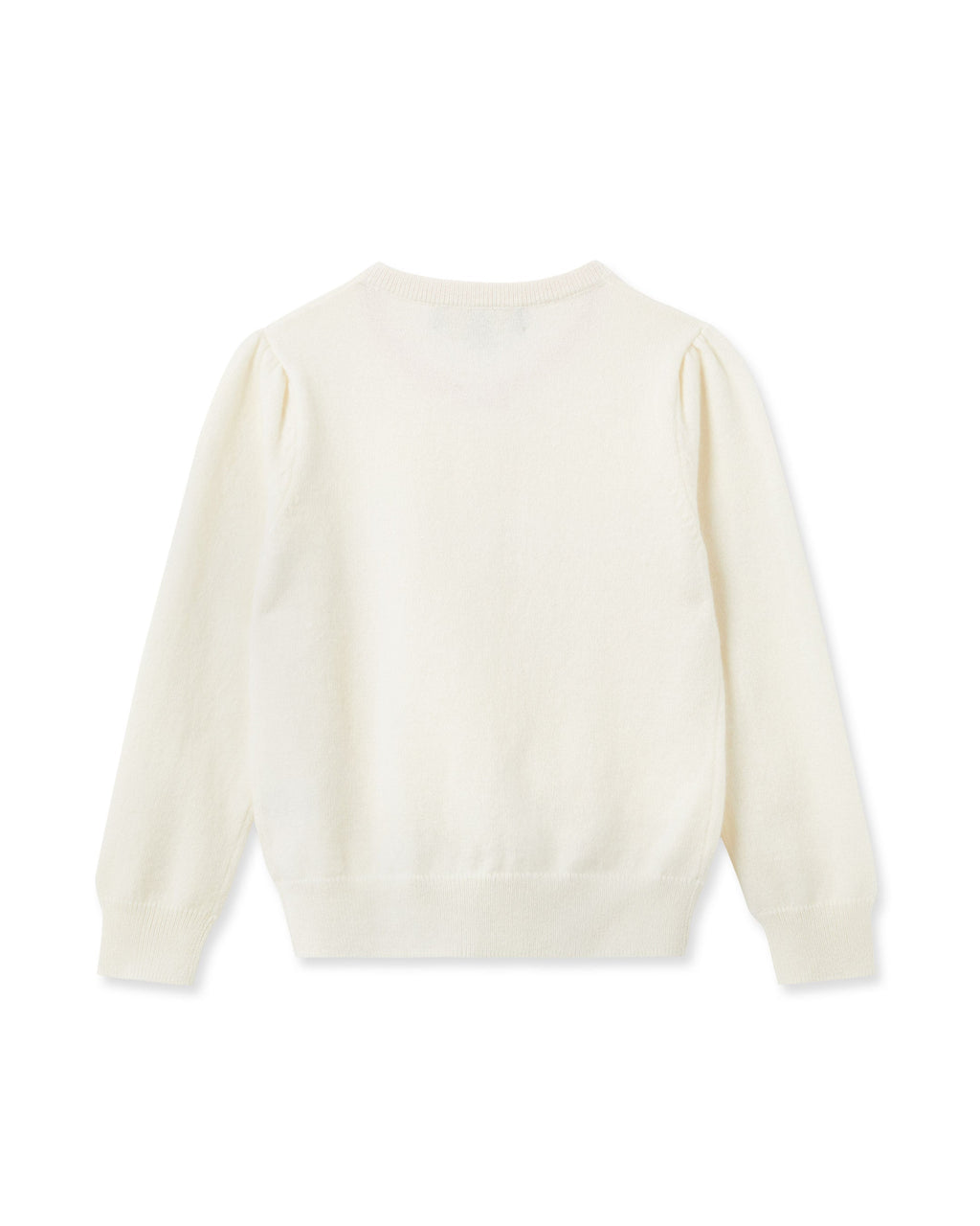 N.Peal Girls Round Neck Cashmere Cardigan New Ivory White