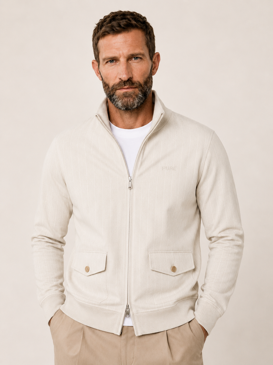 PureClo™ | Sand Striped Bomber Jacket PURECLO