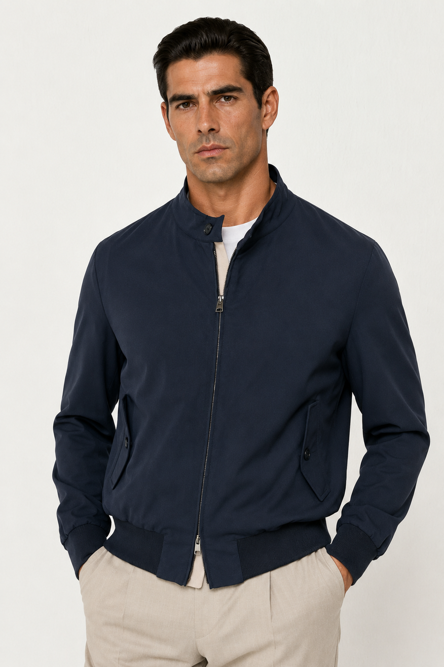 PureClo™ | Blue Technical Wool Bomber Jacket PURECLO