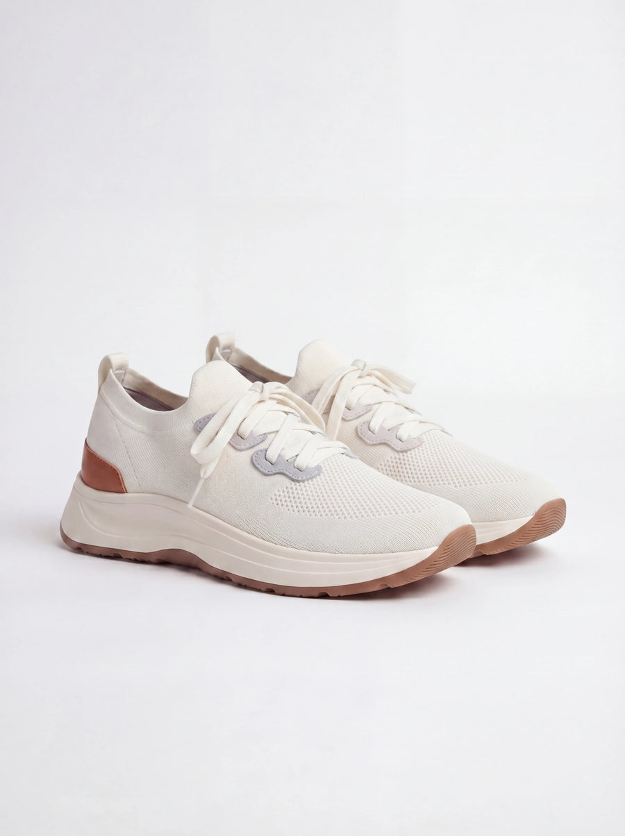 Men Pini Parma white knitted sneakers made in Italy by Gran Sasso